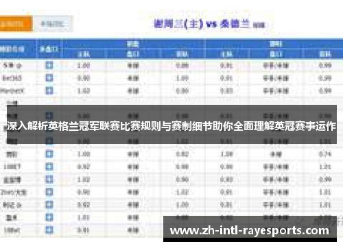 深入解析英格兰冠军联赛比赛规则与赛制细节助你全面理解英冠赛事运作 深入解析英格兰冠军联赛比赛规则与赛制细节助你全面理解英冠赛事运作